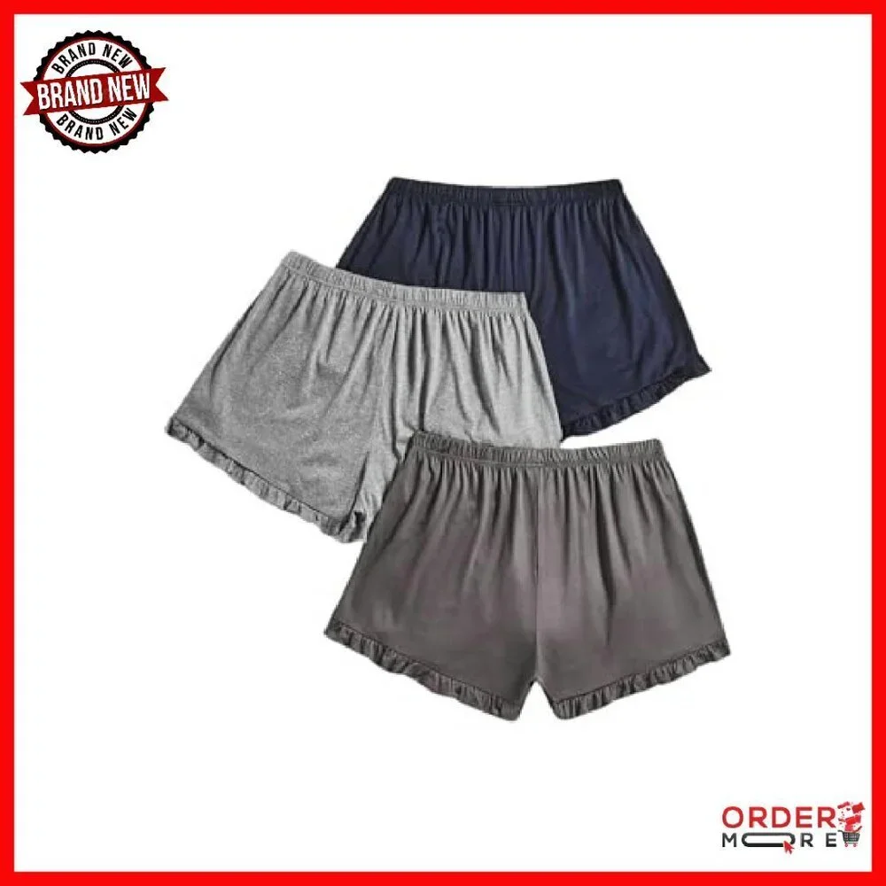 Plus Size Pajama Shorts 3 Pack Ruffle Hem Sleep Lounge Comfort